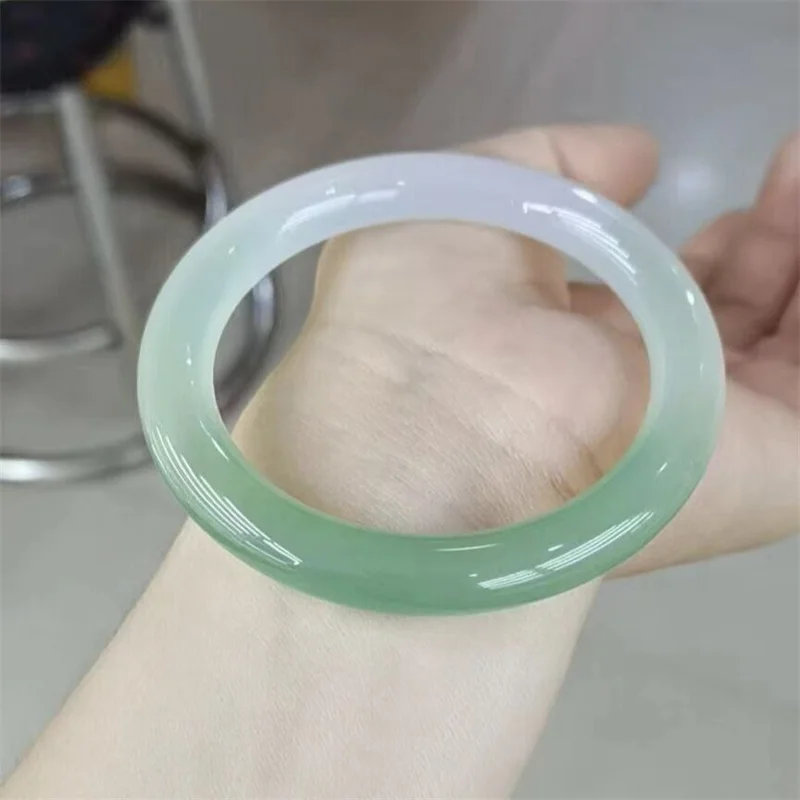 Maichuang/Jade Agate Half-hill Half-water Oil Cyan Gradient Round Bracelet Fashion Bangles Jewelry Exquisite LuckyGift for Loves