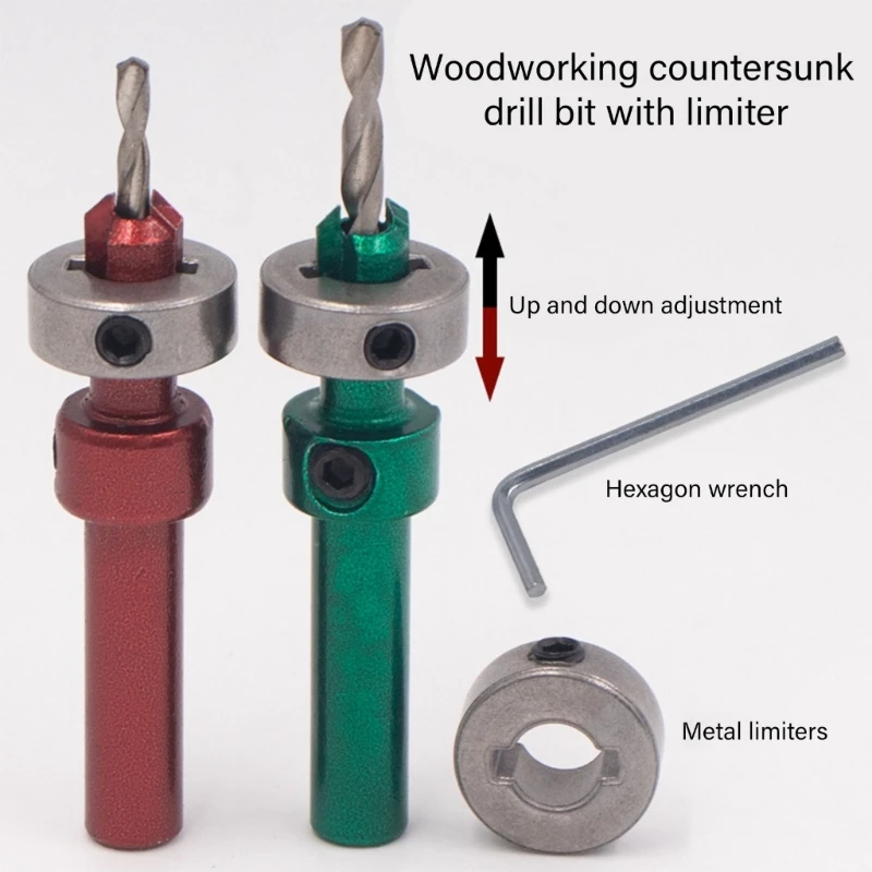 5 ชิ้น Countersink เจาะ Bit สำหรับไม้ Quick เปลี่ยน Chamfered ปรับ เจาะ
