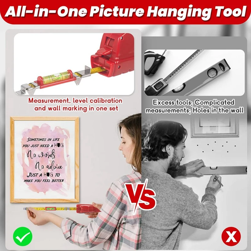 Picture Hanging Tools All In 1 Picture Hanger With Picture Frame Level Ruler Portable Wall Hanging Kit