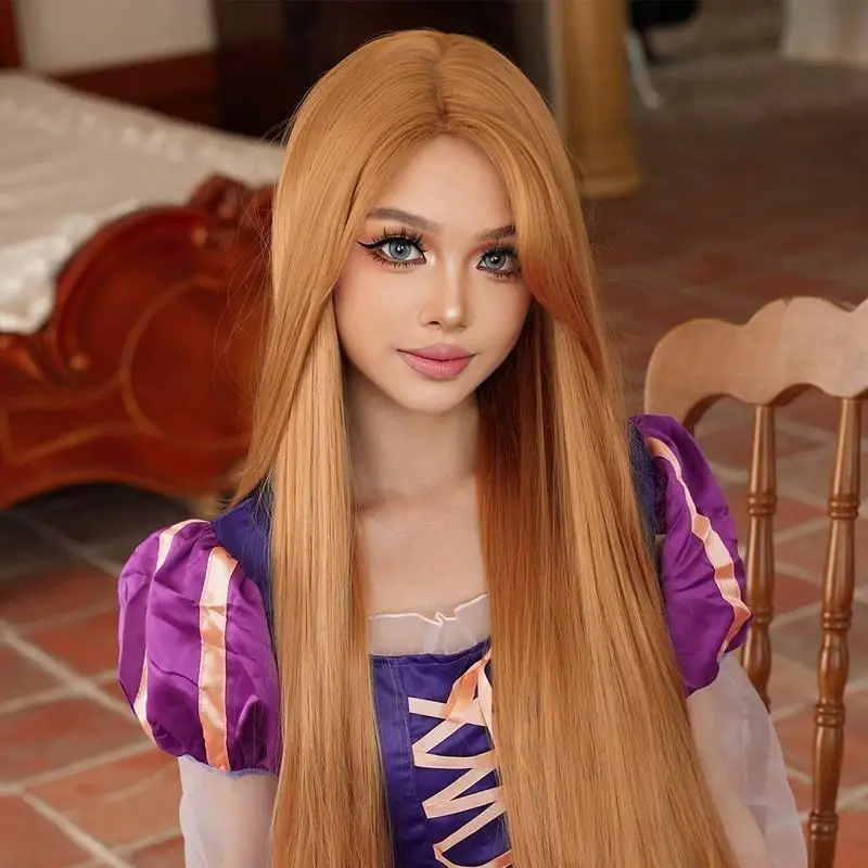 Nieuwe volwassen vrouwen lang haar prinses kostuum pruik steil haar super lang gouden Halloween Street Dr up Par Accory