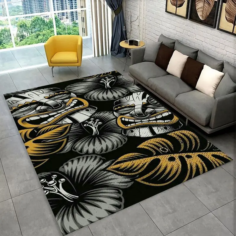 Mayan Mask Aztec Totem Large Area Rug Non-slip Durable Carpet for Bedroom Living Room Sofa Doormat Home Decor Floor Mat Gift
