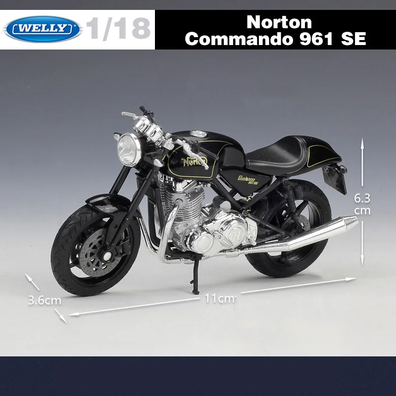 WELLY 1:18 Norton Commando 961 SE Alloy Motorcycle Model Diecast Metal Street Racing Motorcycle Model Simulation Childrens Gifts