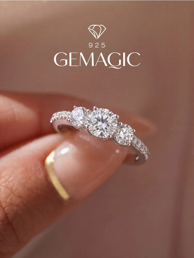 925 Sterling Silber Klassischer 0,5CT Halb-Eternity-Ring mit Zirkonia für Damen, Jahrestag, Party, Hochzeit, Luxus-Schmuck von hoher Qualität – Detail 1