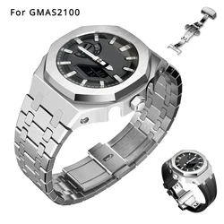 Gen4 5 Casioak Stainless Steel Case Strap for G-Shock GMAS2100 Mod Kits Modification Kit Metal Bezel Rubber Band for  GMA-S2100