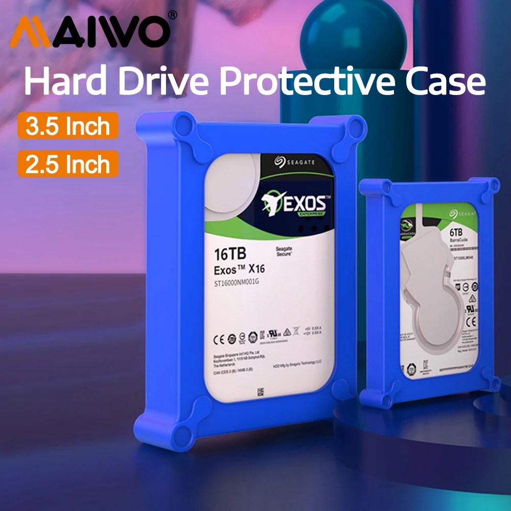 MAIWO HDD Protective Case 2.5 3.5 Inch Bare Hard Drive Silicone Protective Cover External Protection Anti Knock Hard Drive Cover