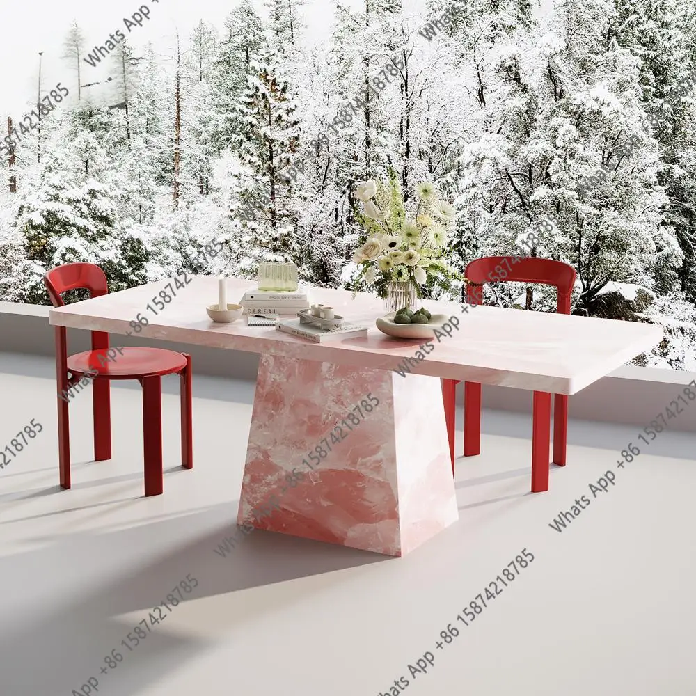 

Обеденный стол X Red Travertine, роскошный каменный стол в стиле ретро середины века, устойчивый к царапинам и пятнам, антибактериальный, с возможностью индивидуальной настройки