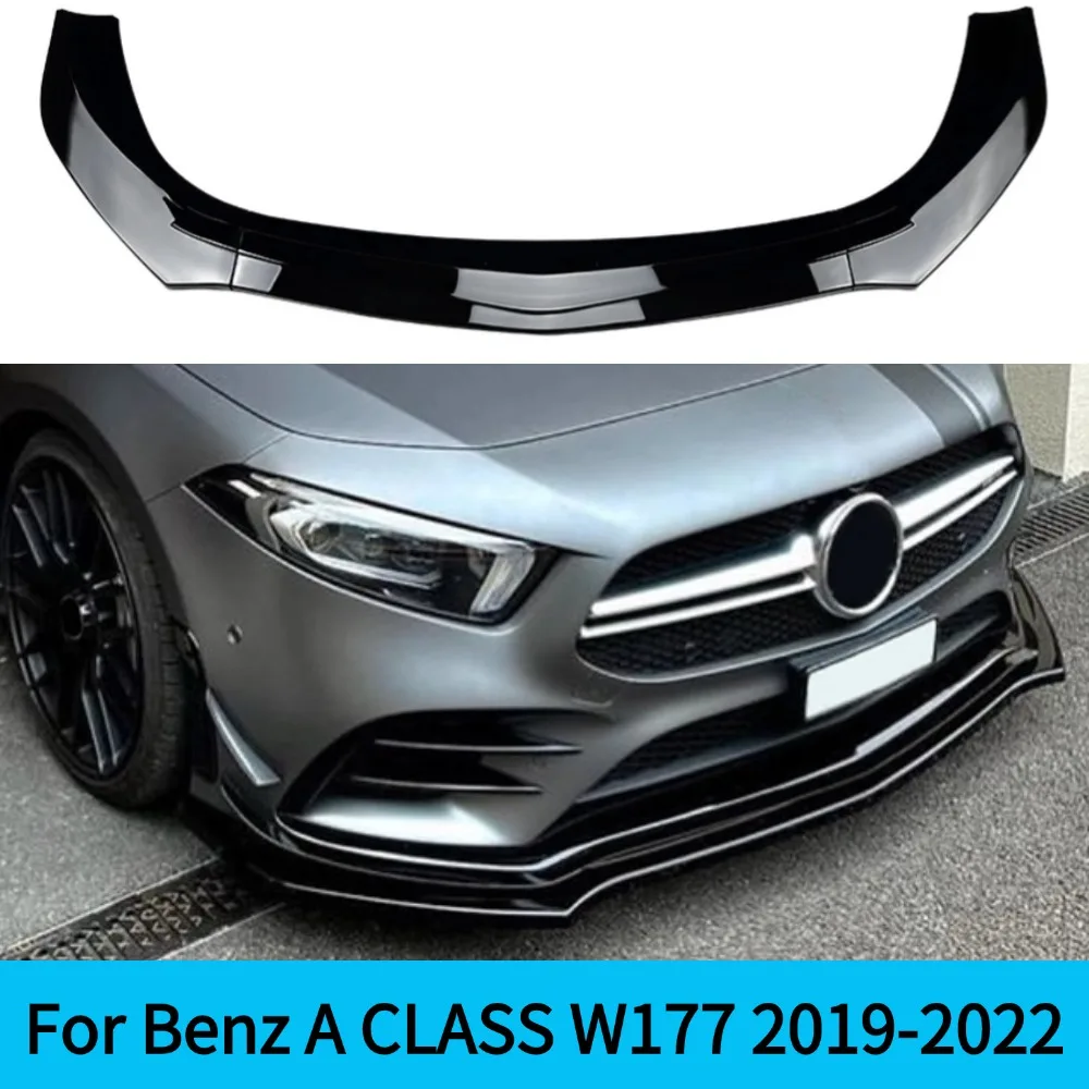 For Mercedes Benz A-Class W177 A180 A200 A35 AMG Front Air Dam Bumper Lip Protector Deflector Splitter Tuning for 2019-2022