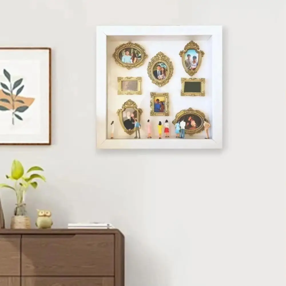 Silhouette Box DIY Mini Museum Box Gold Frames Figure Statues Shadow Box Frame Kit Handmade Craft 8 Gold Mini Photo Frames
