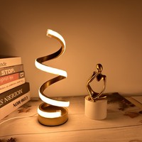 1PC gold spiral desk lamp, USB three-tone light, suitable for bedroom, study, living room decoration office