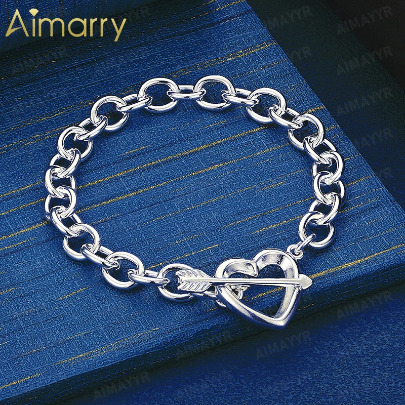 925 Sterling Silver Thick Chain Arrow Piercing Bracelet for Women's Parties Banquets Weddings High-quality Fashion Jewelry