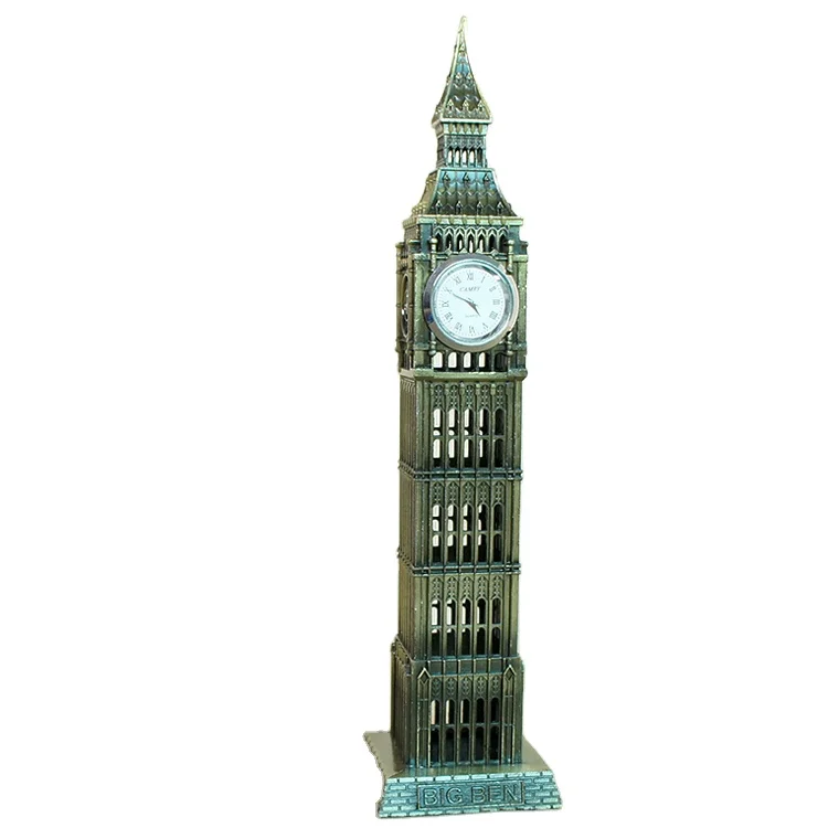 

World Famous Architecture Antique Metal Crafts London Souvenir Big Ben Model for Office Ornaments