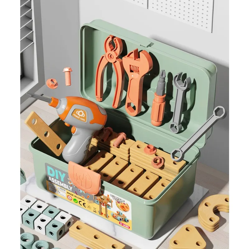 Kit de Herramientas de Bricolaje para Niños, Juego Completo de Ensamblaje con Tornillos y Tuercas, Juguete Educativo, Taladro Eléctrico, Ensamblaje y Desmontaje para Niños
