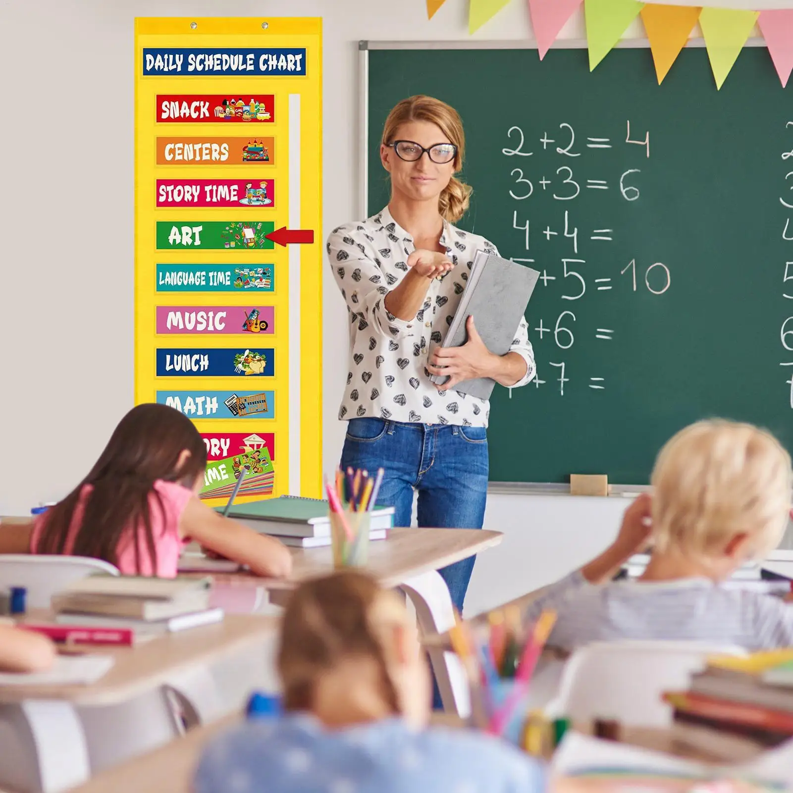 Classroom Schedule Pocket Chart Visual Kids Daily Schedule Calendar Visual Teaching Tool Calendar Organization for Learning