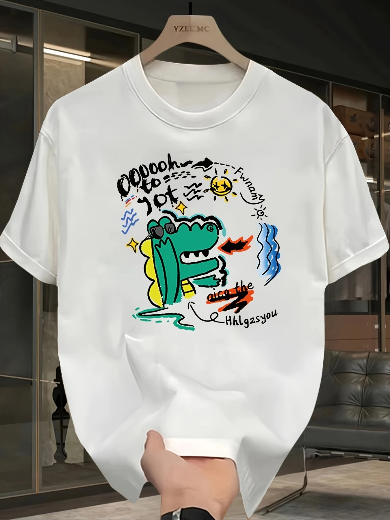 

Dinosaur Graffiti Graphic Printing Summer Autumn Winter Cotton Casual and Comfortable Men's and Women's T-shirts Short Sleeves