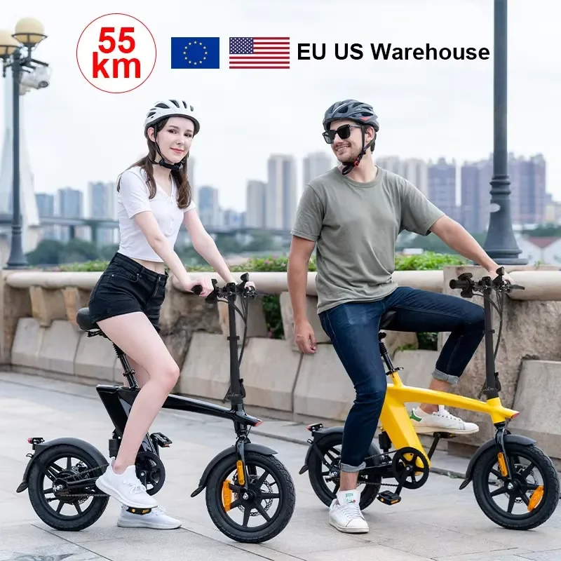 STLF Adult Mini Full Suspension Hybrid E-Bike EU Warehouse Digital Display White Black Yellow Powerful Bicycle