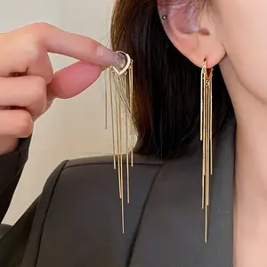 925 Silver Needle Korean Fashion Long Chain Tassel Earrings For Women Metal Earing Jewelry 2026 Trending Women s Drop Earrings