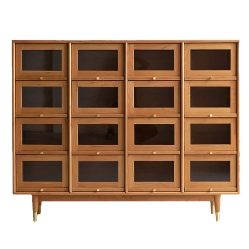 Nordic living room log locker sixteen chest  bedroom against the wall multi-functional entrance solid wood storage cabinet
