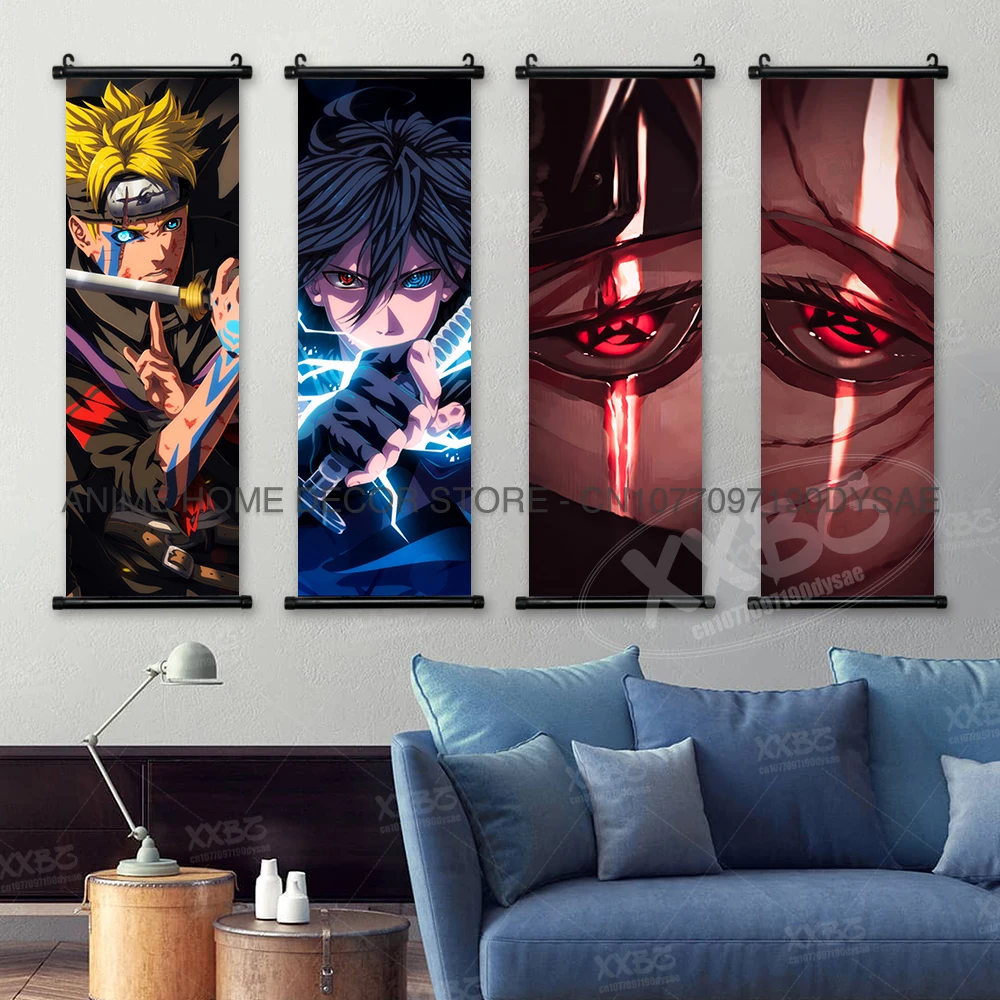 Naruto Poster Senjyu Hashiram Hängende Malerei Tobirama Wandkunst Sarutobi Hiruzen Anime Scrolls Bild Namikaze Minato Dekor – Detail 2