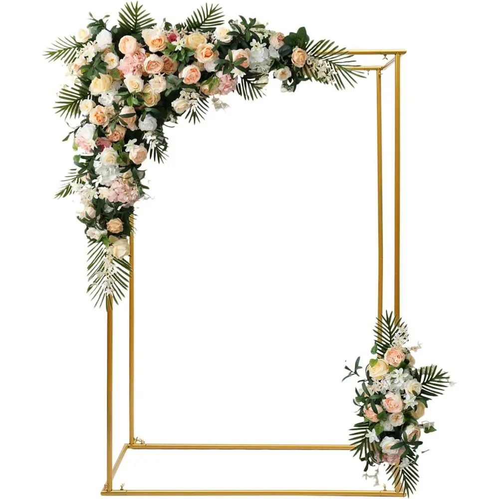 

Large 45x24x70 Square Arch Stand for Weddings, Events, and Garden Parties - Gold Metal Photo Background