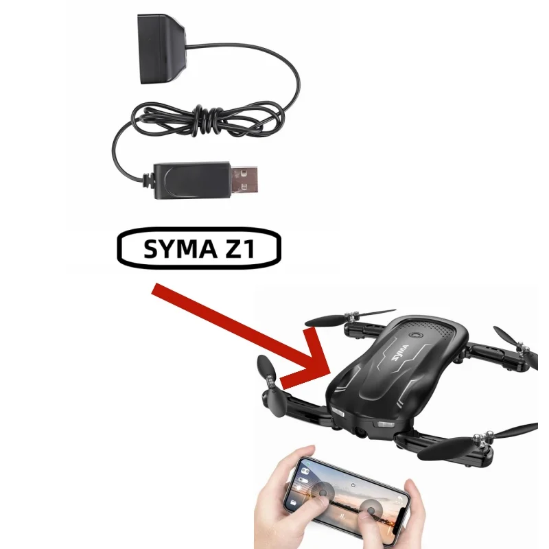 Syma Z1 접이식 드론 USB 충전기 충전 라인 Lipo 배터리, 2.4G FPV 접이식 미니 실시간 변속기 RC 쿼드콥터용