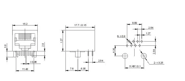 RJ45 Connector 8P8C All plastic plugboard 90 degree Network Socket