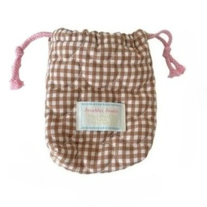 Gewatteerde liefde dames camera opbergtas snoep contrasterende kleur geruite vrouwelijke cosmetische tas draagbare trekkoord meisjes clutch waszakken