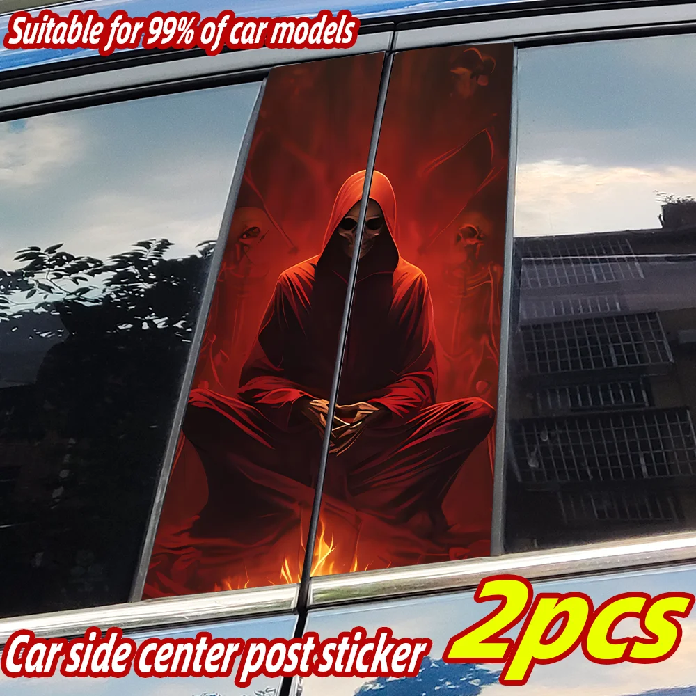 

Scary Fire Ghost Car Stickers Auto B Pillar Waterproof Decor Cover Scratches Car Doors Pillar Sunscreen Vinyl Decals Accessories