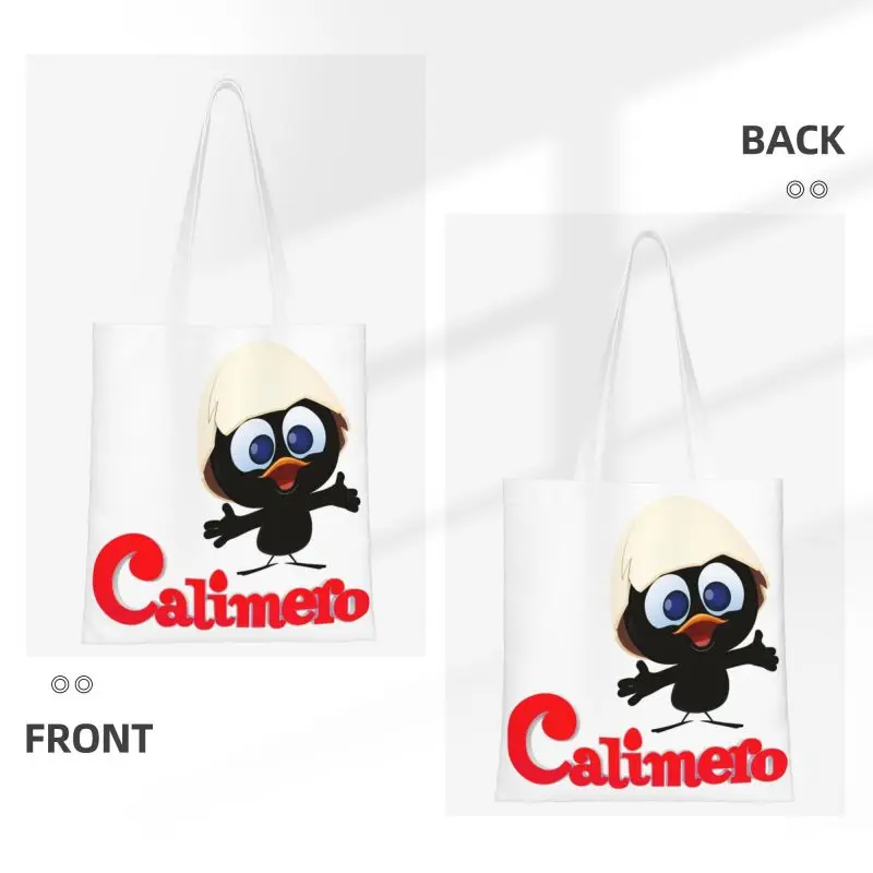 Calimero Grocery Shopping Bags Fashion Printing Canvas Shopper Shoulder Tote Bags Portable Italian Animation Works Handbag