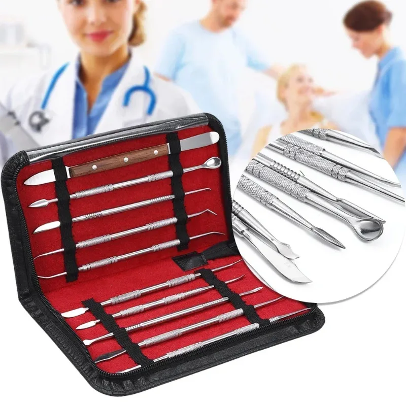 Dental 10Pcs/Kit Carving Knife Suit  Wax Block Stainless Steel Cavity Nursing Modulo Material Tool Set Equipment with Tools