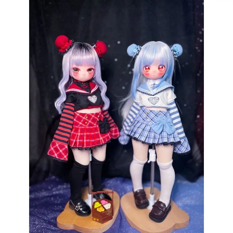 BJD doll clothes for 1/4 1/6 size cute plaid clothes set 1/4 BJD doll clothes 1/6 doll accessories (4 points)