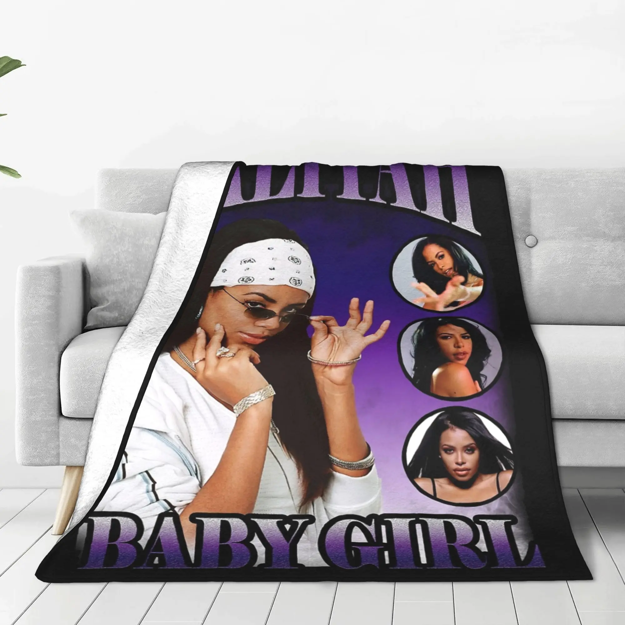 Aaliyahs Baby Girl Purple Bootleg Blanket Fleece Print  Portable Super Warm Throw Blankets for Home Couch Plush Thin Quilt