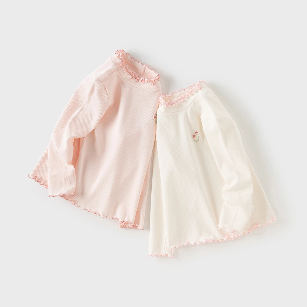 Dave Bella Children's Long Sleeve Autumn Winter Girls' Simple Fashion Bottom Shirt Kids' Treasure Comfortable Top DB4254995