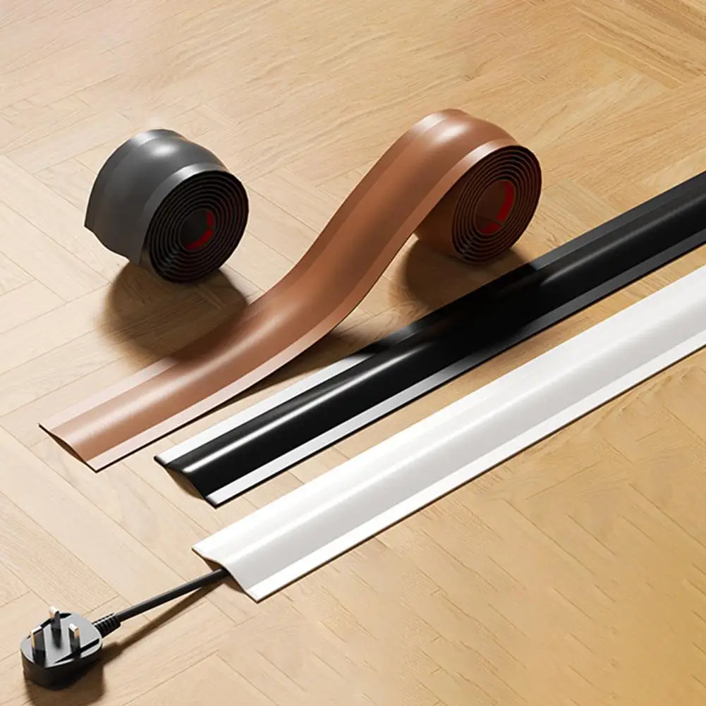 PVC Floor Cable Cover Soft Cord Hider Wire Protector Over Floor Cable Management Duct Runway Protector Office Home Accessories