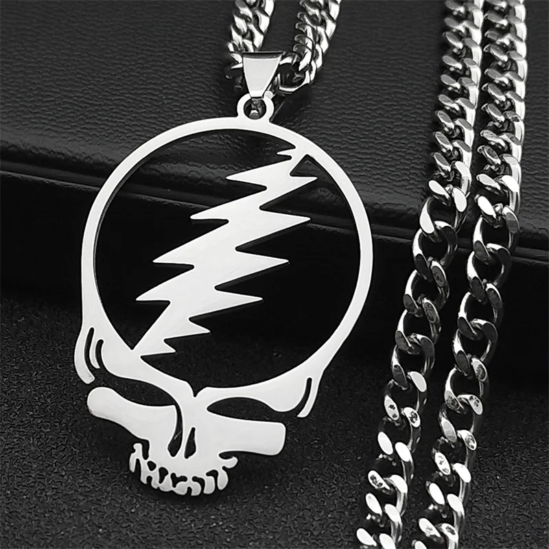 Skull Stainless Steel Chain Necklaces Silver Color Statement Necklace Jewelry collar acero inoxidable N4206S06