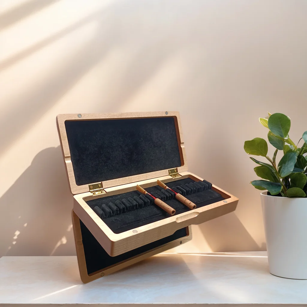 Oboe Reed Storage Case Made of Maplewood, Store 40 Pcs Reeds