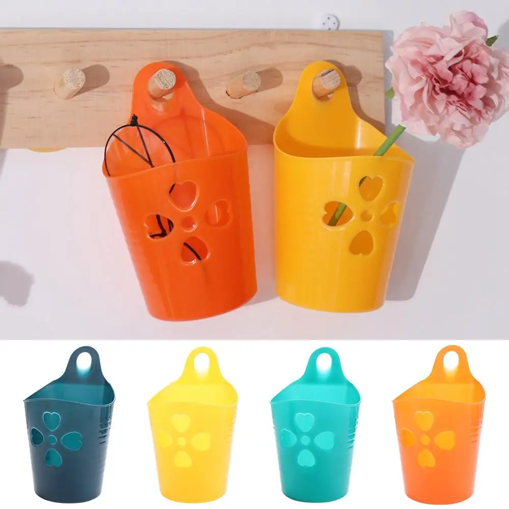 Plastic Hanging Storage Basket Portable No-Punch Wall Hanging Garlic Storage Organizer Drainable Chopsticks Organizer Kitchen