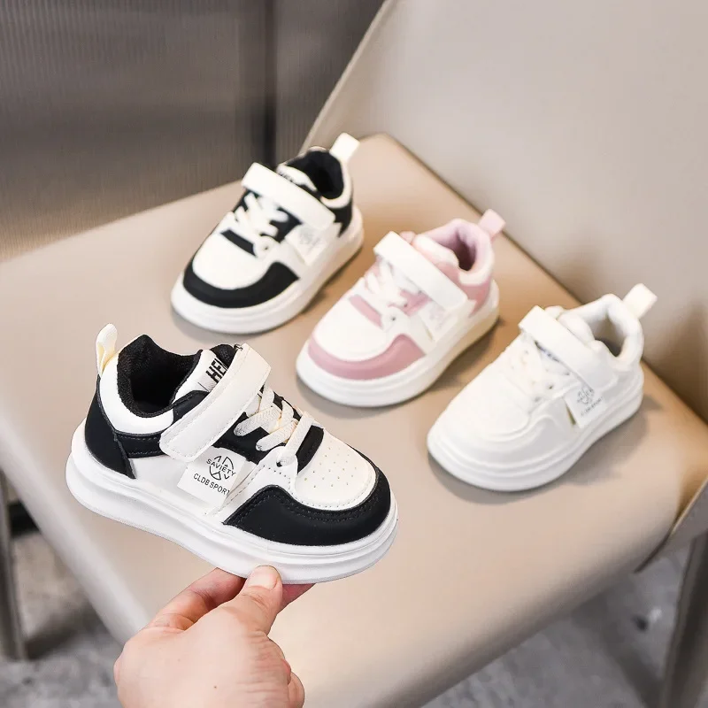 

Children Summer Sneakers Girl Soft Soled Leather Breathable Single Shoes Woman Versatile Thick Soled Solid Color Kid Board Shoes