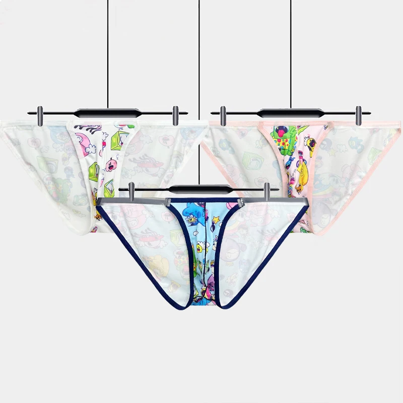 

1 PC Men Underwear Briefs Funny Cartoon Print Men's Panties Low Waist Man Sexy Bikini Briefs Sissy Gays Men Underpants
