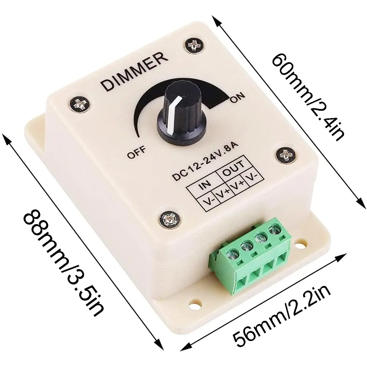 2 PCS LED Dimmer Switch DC 12V 24V 8A Adjustable Brightness Lamp Bulb Strip Driver Single Color Light Power Supply Controller