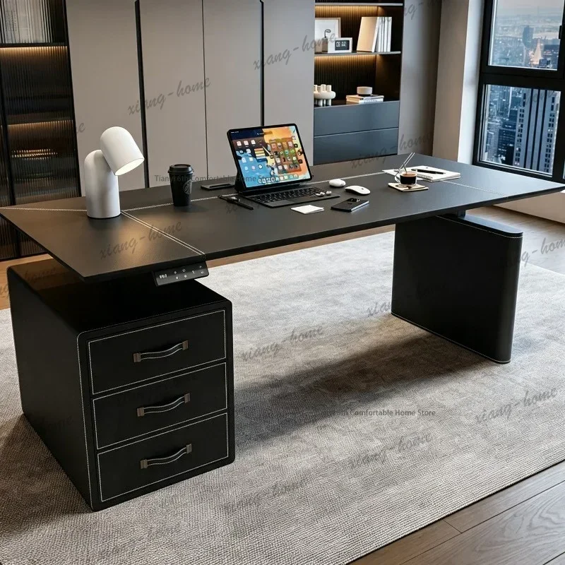 LD Italian Minimalist Electric Height‑Adjustable Desk Nordic Creative Desktop Standing with Storage Cabinet Writing Desk