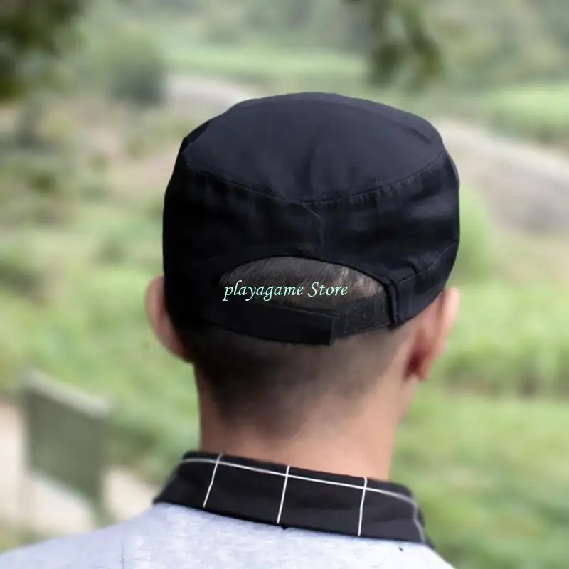 Y88A Adult Adjustable Flat Top Hat Summer Sun Cap Five Pointed Star Military Hat