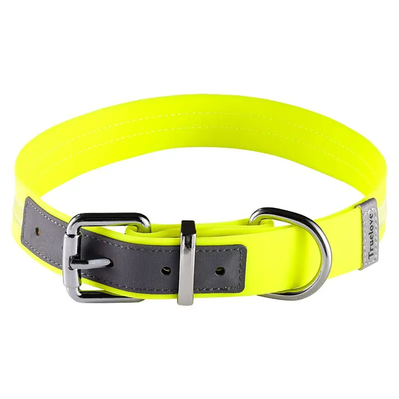 Truelove Haustierhalsband, wasserdicht, geruchshemmend, langlebig, verstellbar, PVC, Polyester, weiches, reflektierendes Tuch, gestreift, Basic-Hundehalsband TLC5521