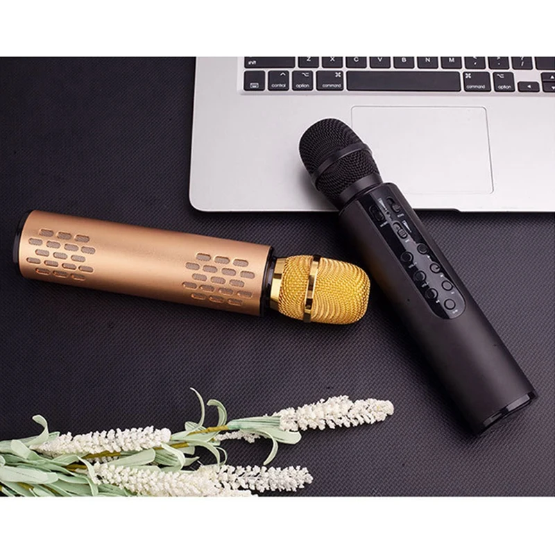 New Wireless Bluetooth Microphone Dual Speaker Condenser Microphone Portable Karaoke Mic For Live Streaming Speech