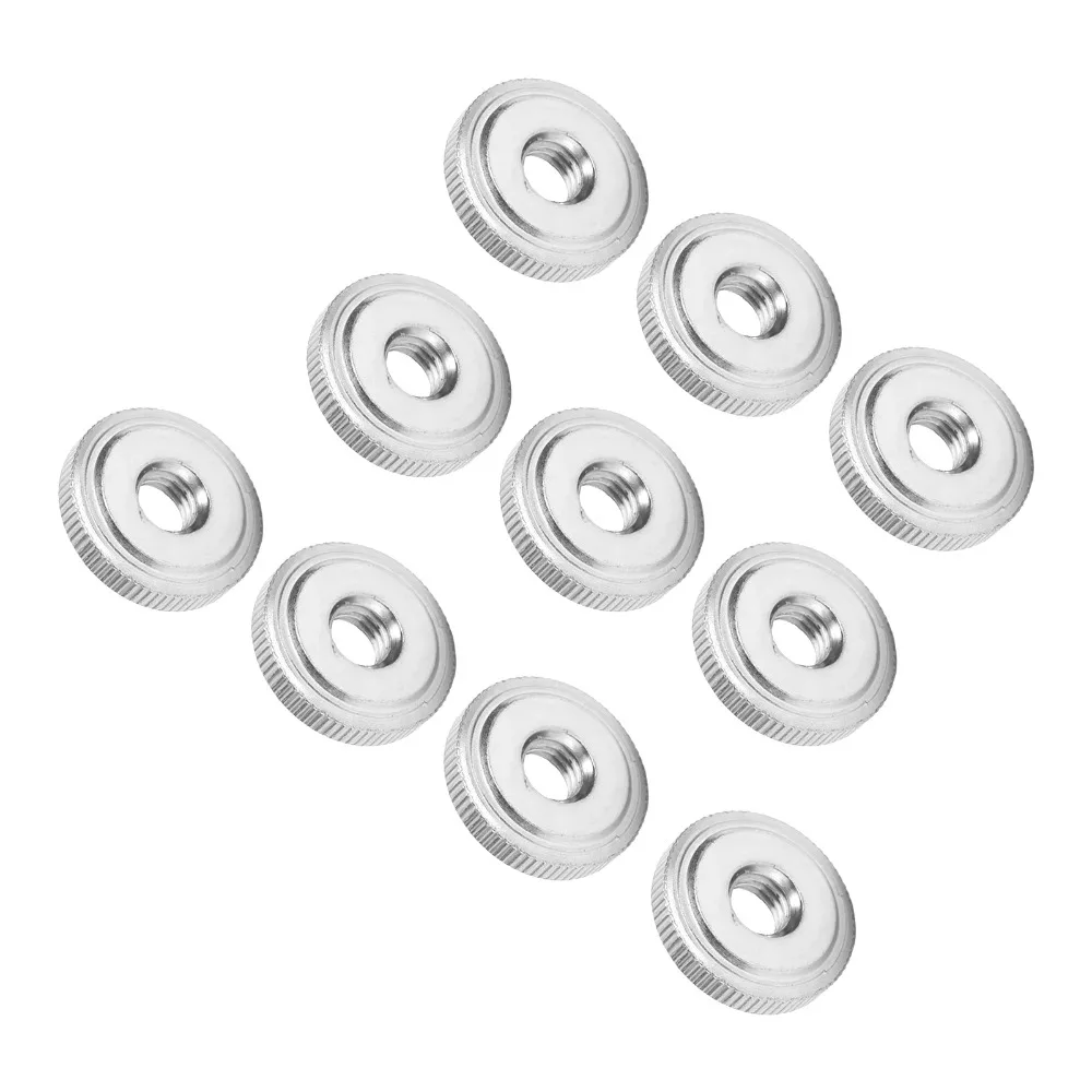10pcs Durable Single Layer Head Knurled Thumb Nuts Flat Head Through Hole Hand Twist Nuts Flanged Thumb Nut Machine Assembly