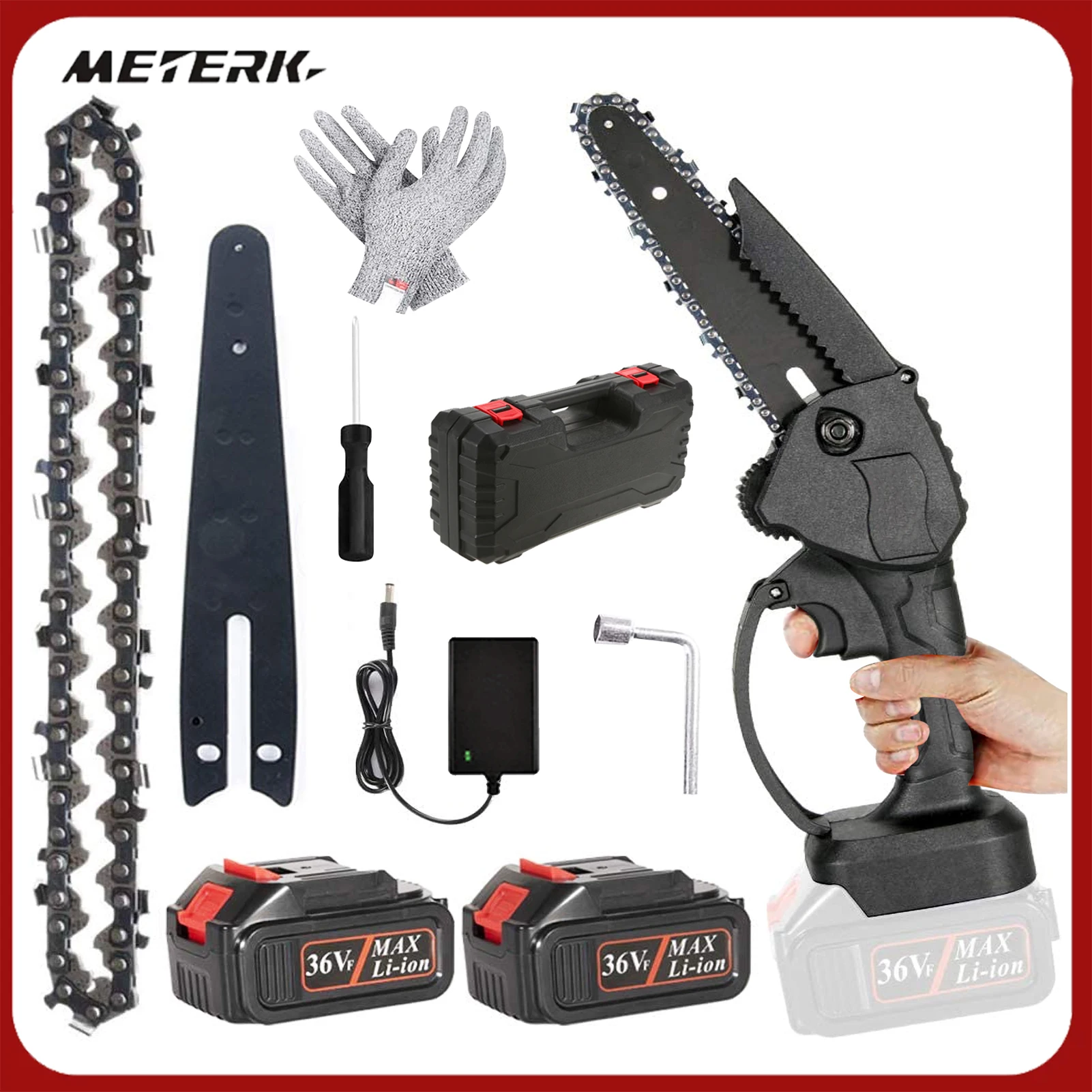 Мини-бензопила, 6-дюймовая маленькая электрическая бензопила, аккумуляторная бензопила с 2 батареями 3000 мАч, ручная бензопила, 36 В, перезаряжаемая Мини-бензопила, 6-дюймовая маленькая электрическая бензопила, аккумуляторная бензопила с 2 батареями 3000 мАч, ручная бензопила, 36 В, перезаряжаемая