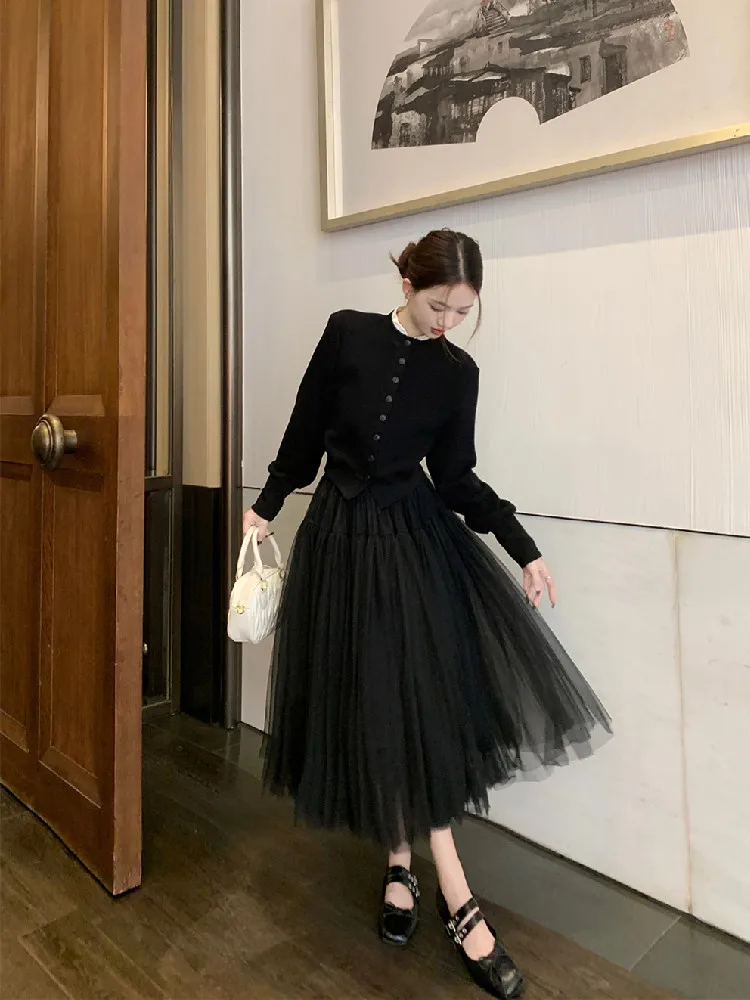 Women's Long Trailing Skirt Mesh Puffy Spliced High Waisted A-line Layers Skirts Party Wedding Clothing