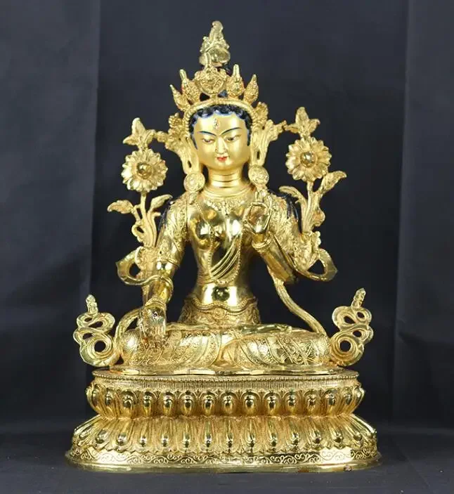 48CM LARGE huge Buddhist Buddhism HOME family efficacious Safe Protection Tibetan Gold-plated White Tara brass Buddha statue