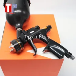 Tpaitlss Black Automobile Spray Gun Clearcoat and Priming paint Gun HVLP 600ml Cup 1.3 Tip