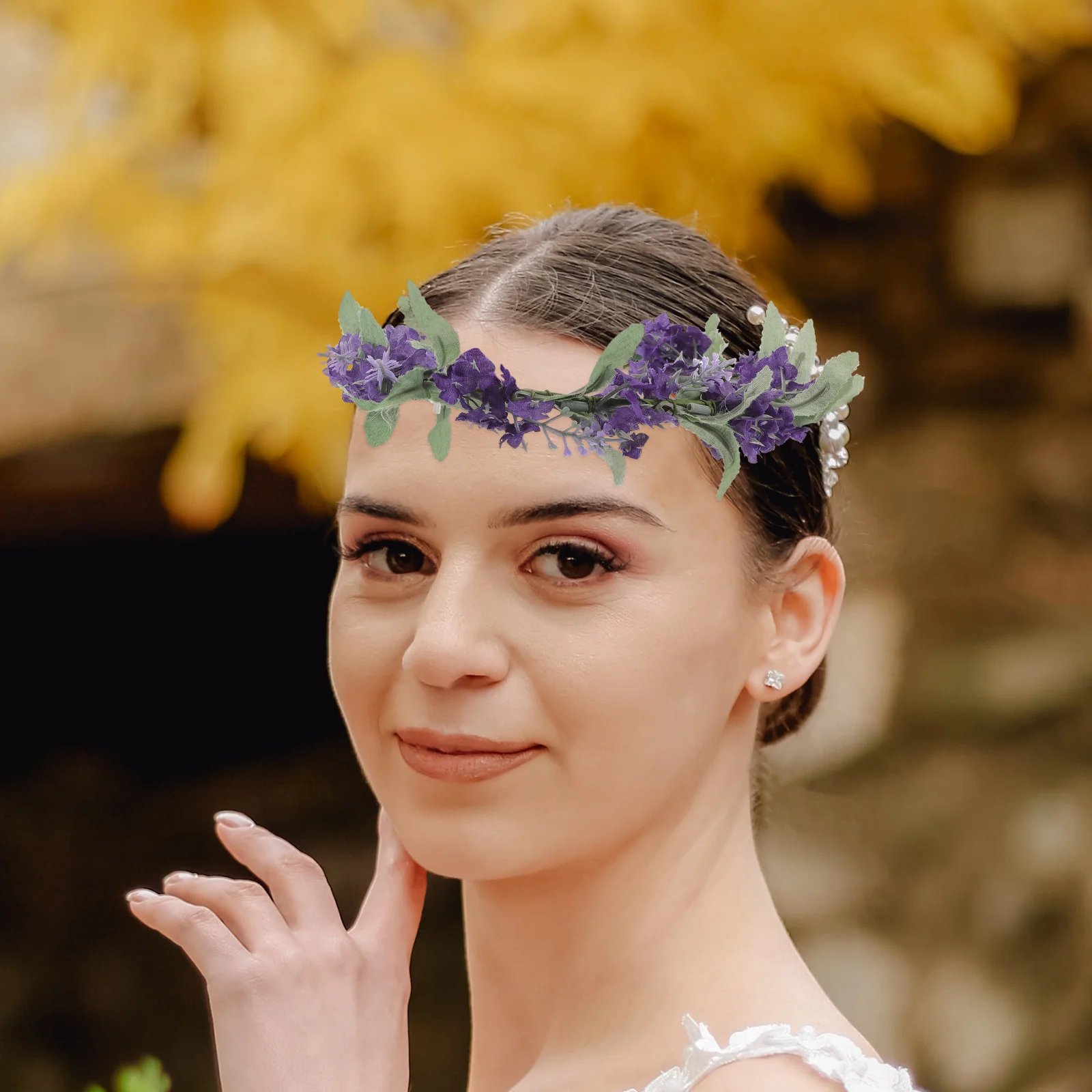 

Lavender Props Headband Floral Crown Wreath Bridal Hair Accessories Lavender Flowers Lightweight Comfortable Weddings Party Prom