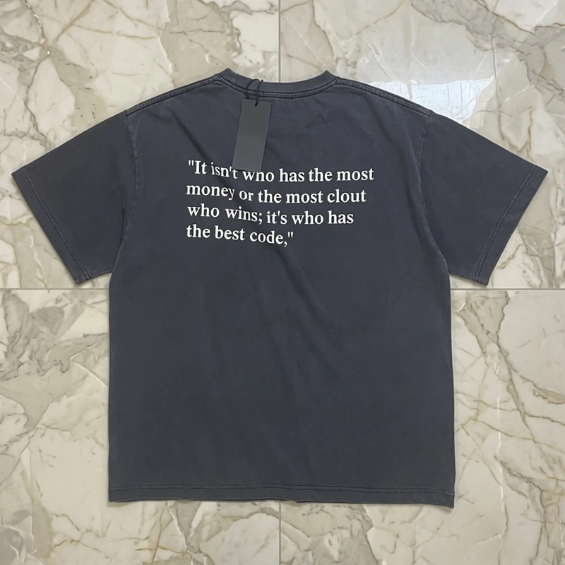 Satoshi Nakamoto Tee Tops Summer Casual Original Label High-quality Color Letter Logo Printed Wash Black T-shirt
